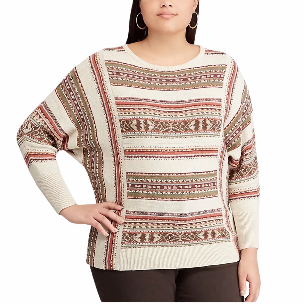 Chaps Southwestern motif striped sweater size L